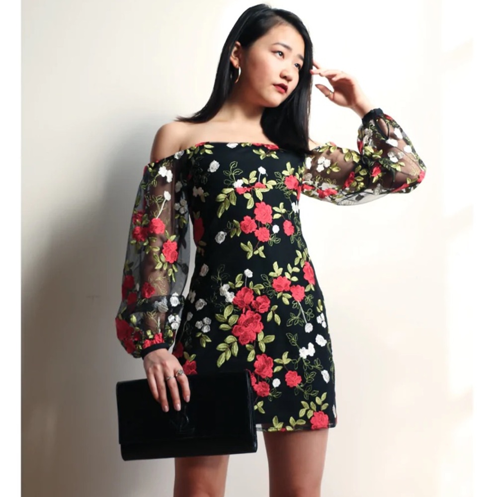 Lovers + Friends Floral Off-Shoulder Floral Mini Dress